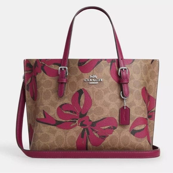 NWT Coach Mollie Tote Bag 25 In Signature Canvas With Bow Print - Picture 1 of 7